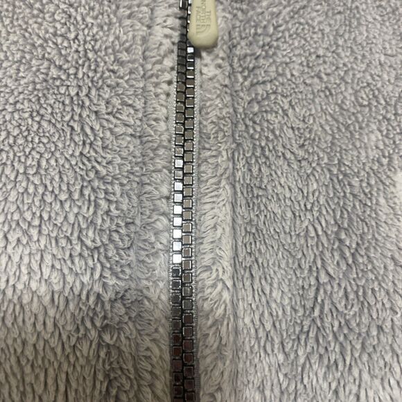 The North Face Fleece Jacket Medium Gray Silver Shiny Zipper - Picture 2 of 11